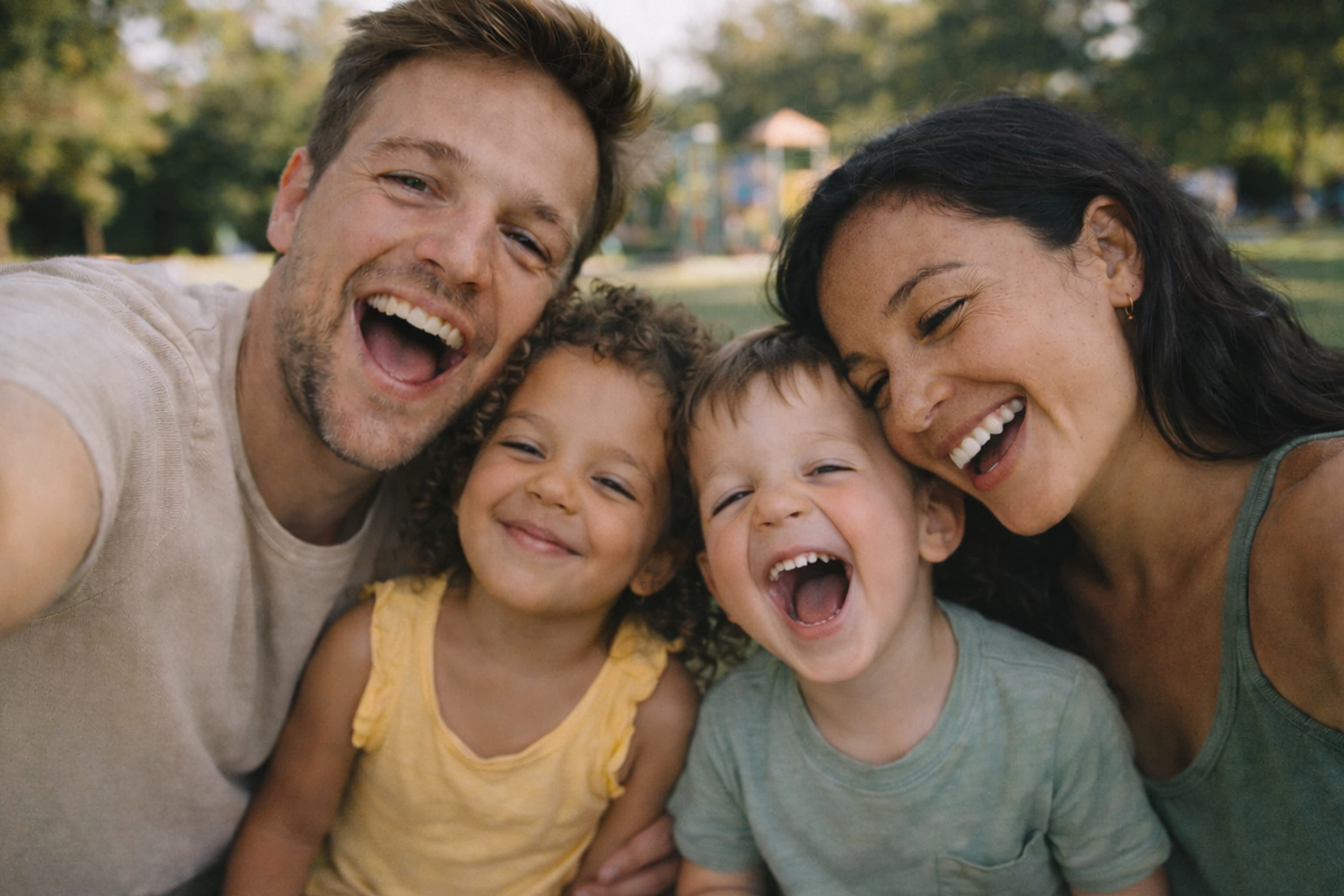 Family taking a selfie together